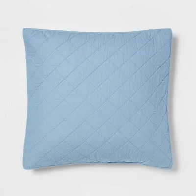 New - Threshold Pillow Sham Cotton-Linen Blend Diamond Stitch