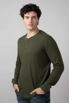 North River Waffle Henley Shirt for Men in Olive | NRM2208-OLIVE