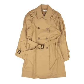 NWT OPENING CEREMONY Sand Brown Cotton Smocked Trench Coat Size L $580