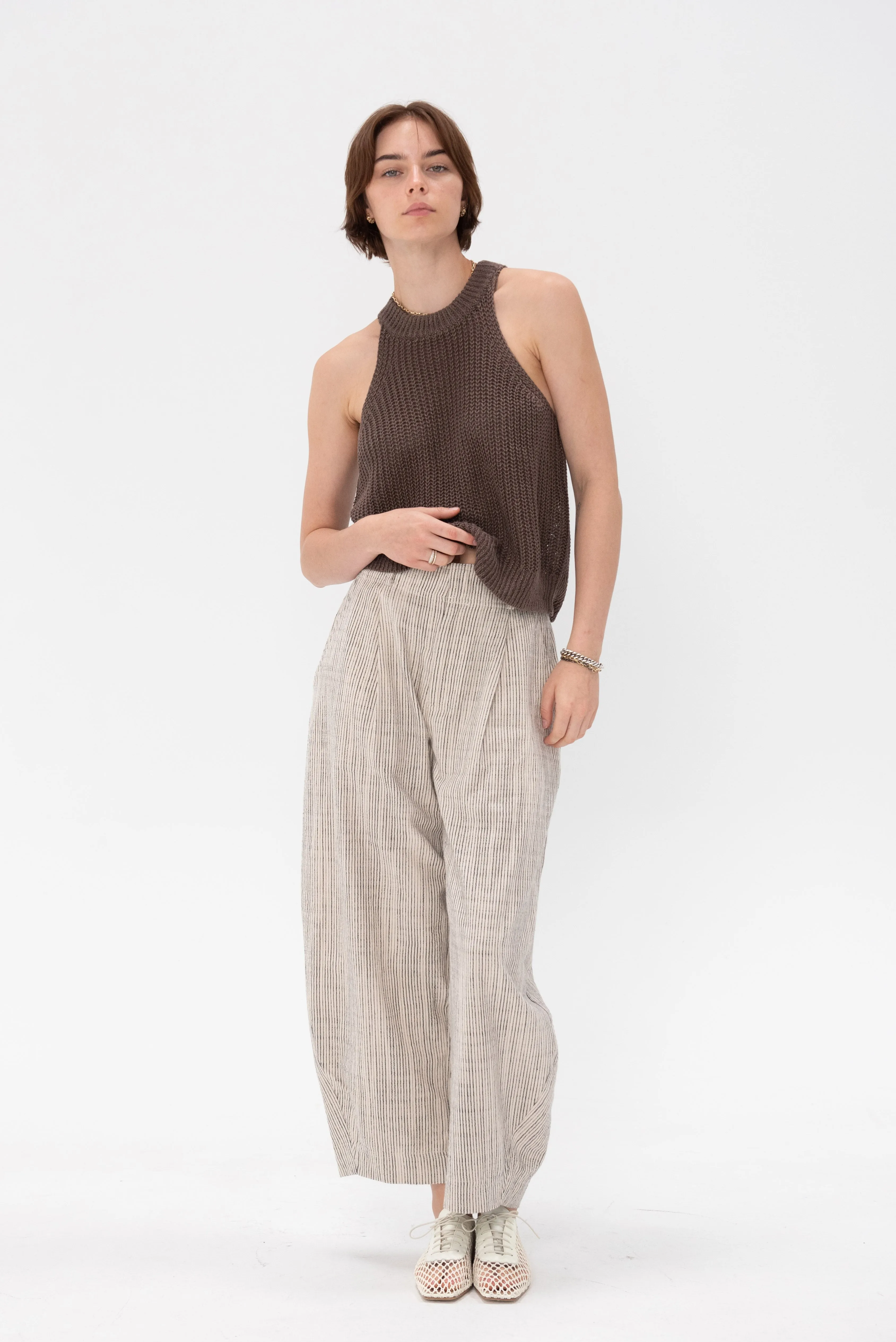 Ori Racer Linen Tank, Chocolate