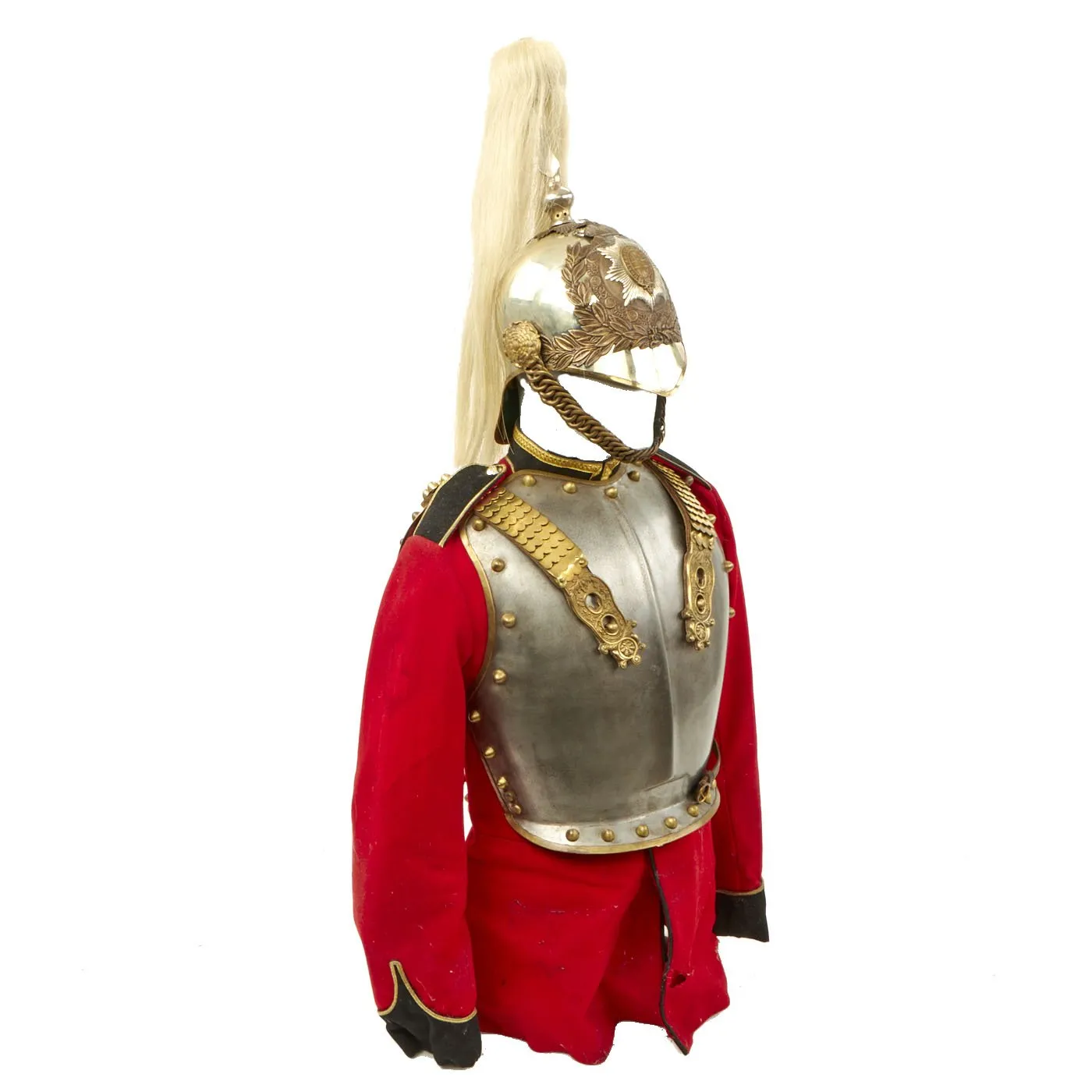 Original British ERII Household Cavalry Life Guards Helmet, Cuirass, and Tunic Set - Circa 1960-70