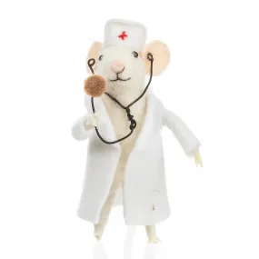 Ornament - Nurse Mouse in Lab Coat Figurine