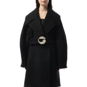 Oversized Belted Coat in Black