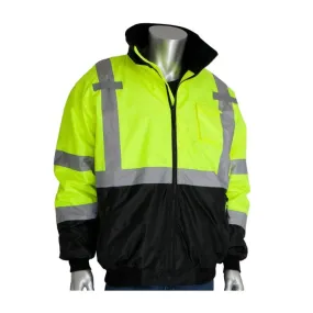 PIP 333-1766-LY Type R Class 3 Value Black Bottom Bomber Jacket, Hi-Vis Yellow, 1 Each