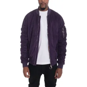 Plum Faux Suede Bomber Jacket