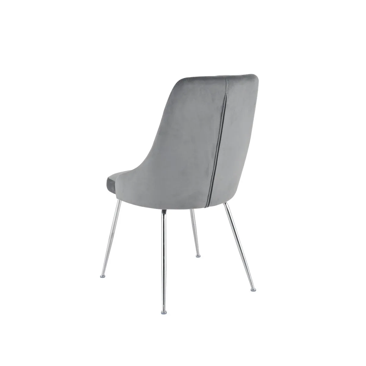 Plumeria Grey Velvet Chair with Chrome Legs - Set of 2