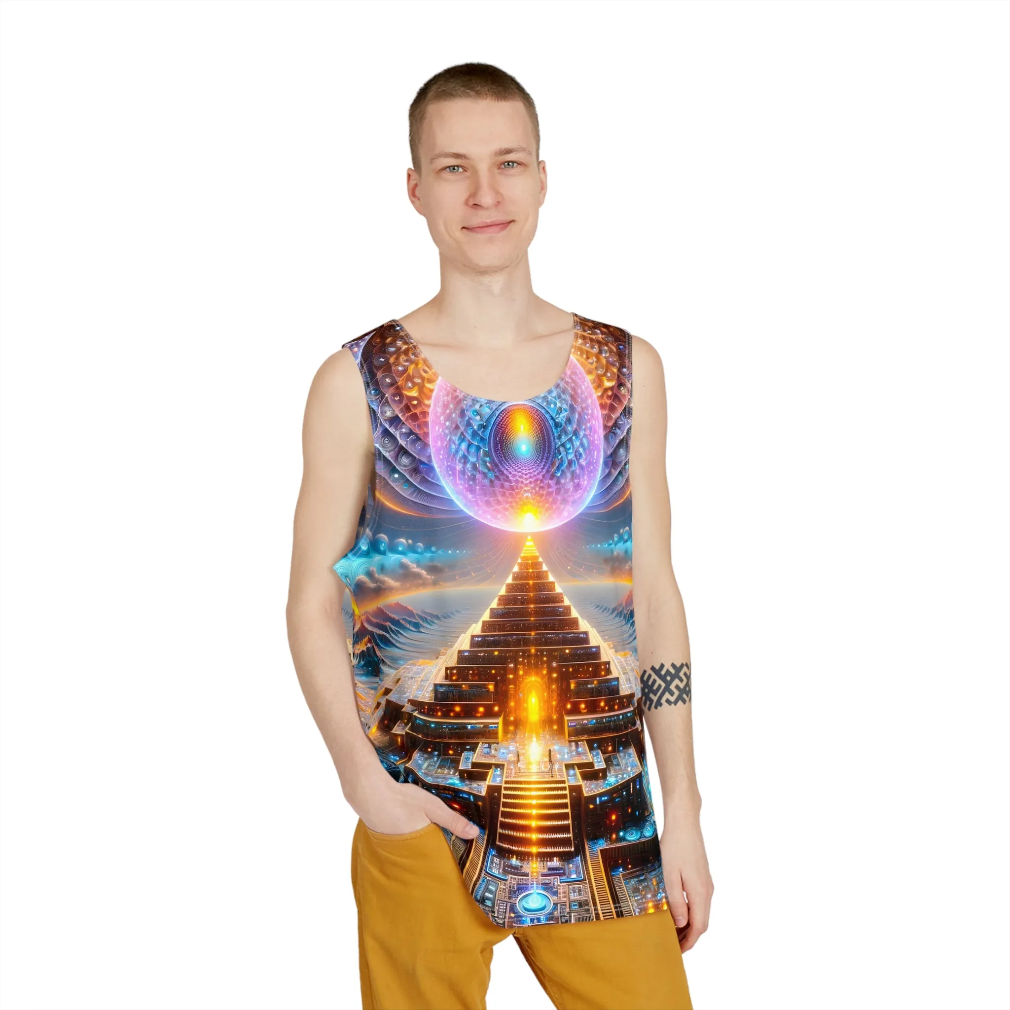 Recursive Technology by Meta Zen - Men's Tank Top Shirt All Over Print - Visionary Psychedelic Art - Festival Street Rave Gym Casual