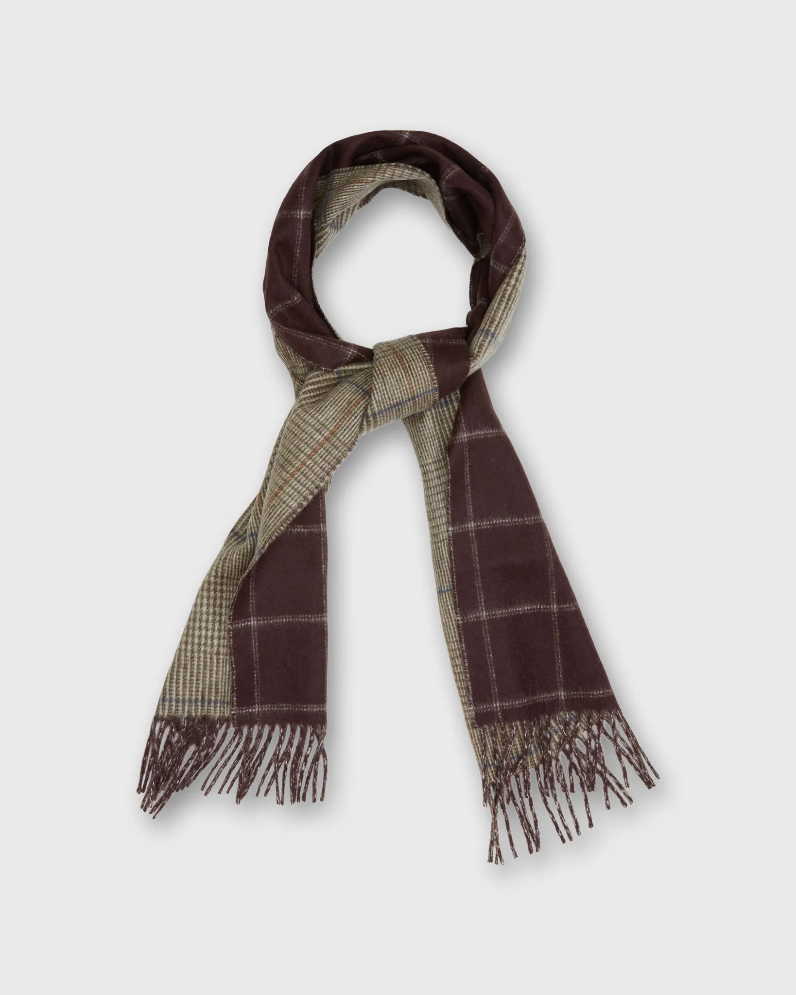 Reversible Cashmere Scarf in Brown Multi Check/Windowpane