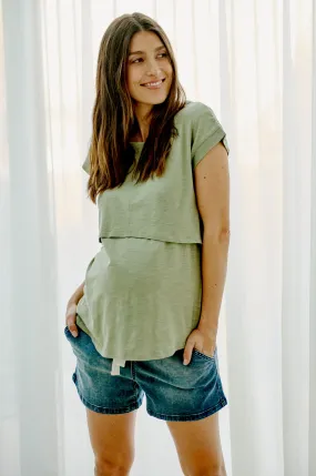 Richie Maternity Nursing Top in Leaf Ripe