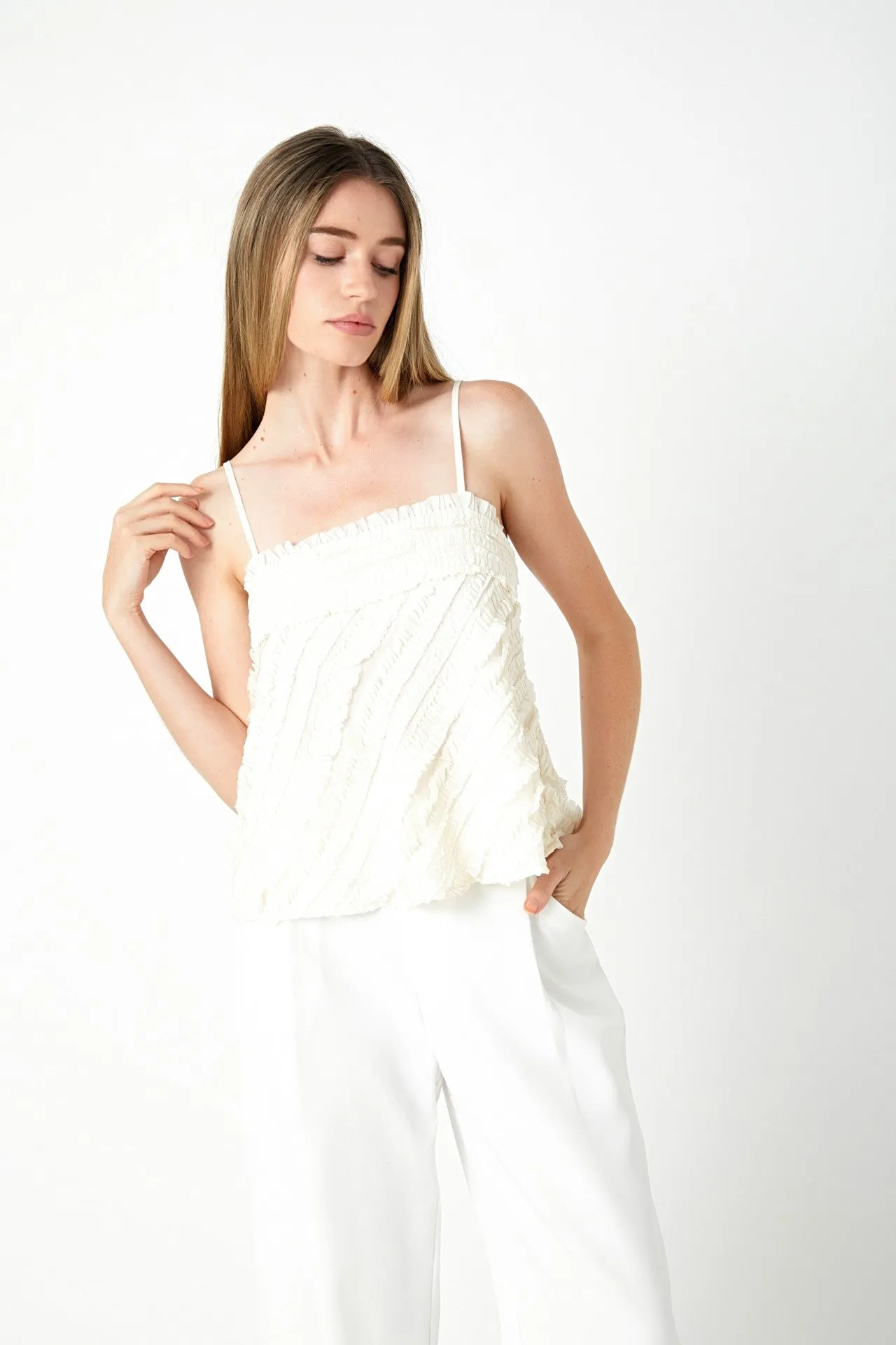 Ruffled Sleeveless Top