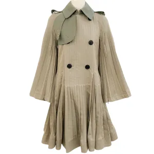 Sacai Khaki Pleated Swing Trench Coat