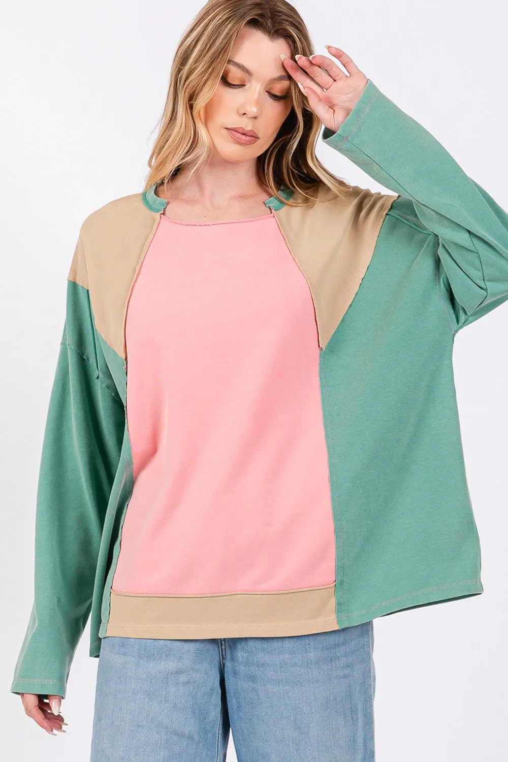 SAGE   FIG Mineral Wash Color Block Top