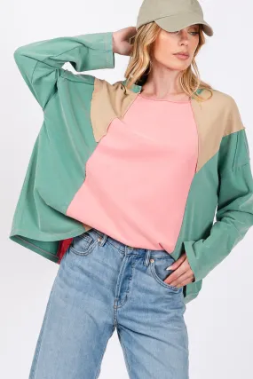 SAGE   FIG Mineral Wash Color Block Top