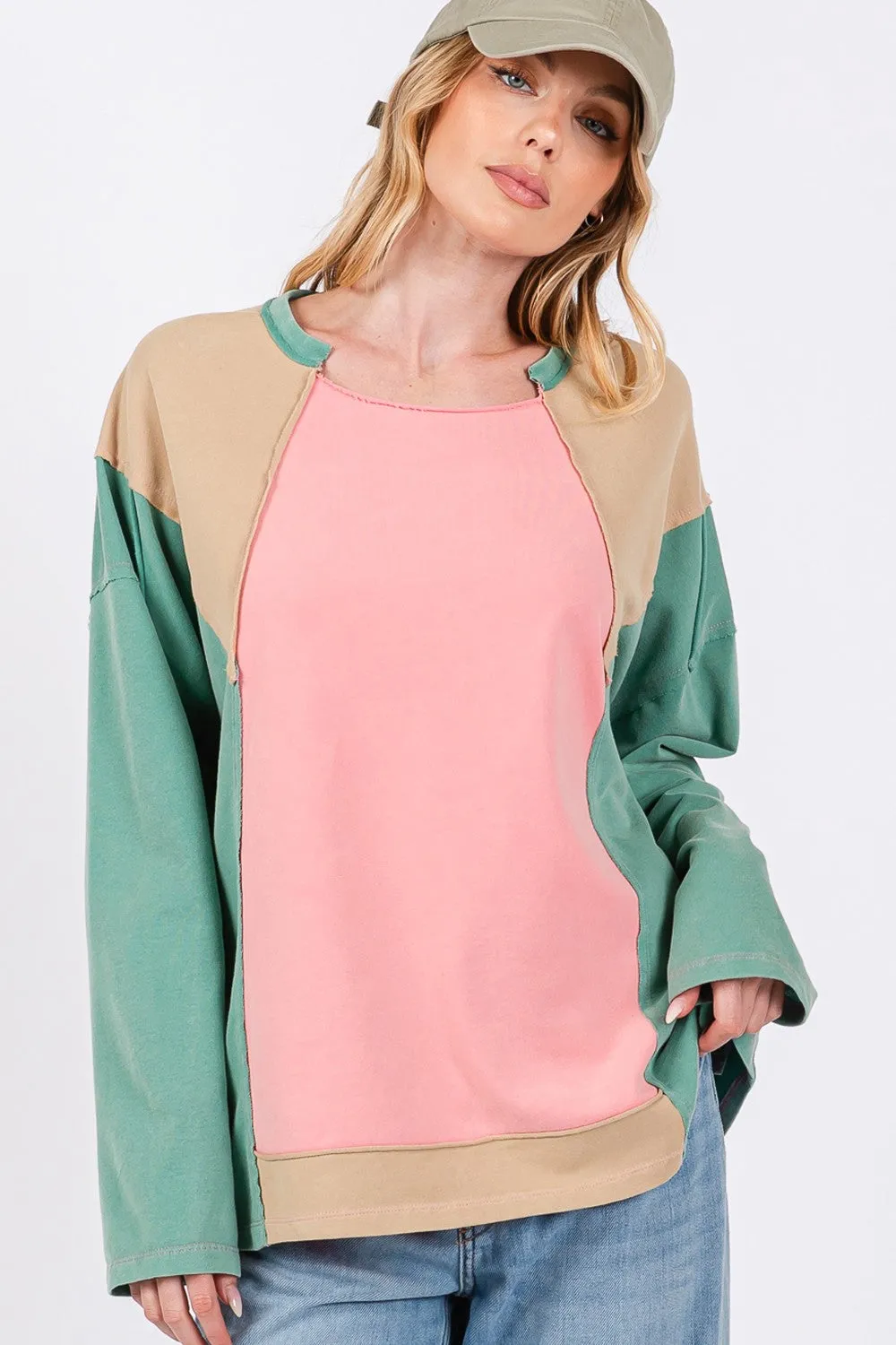 SAGE   FIG Mineral Wash Color Block Top