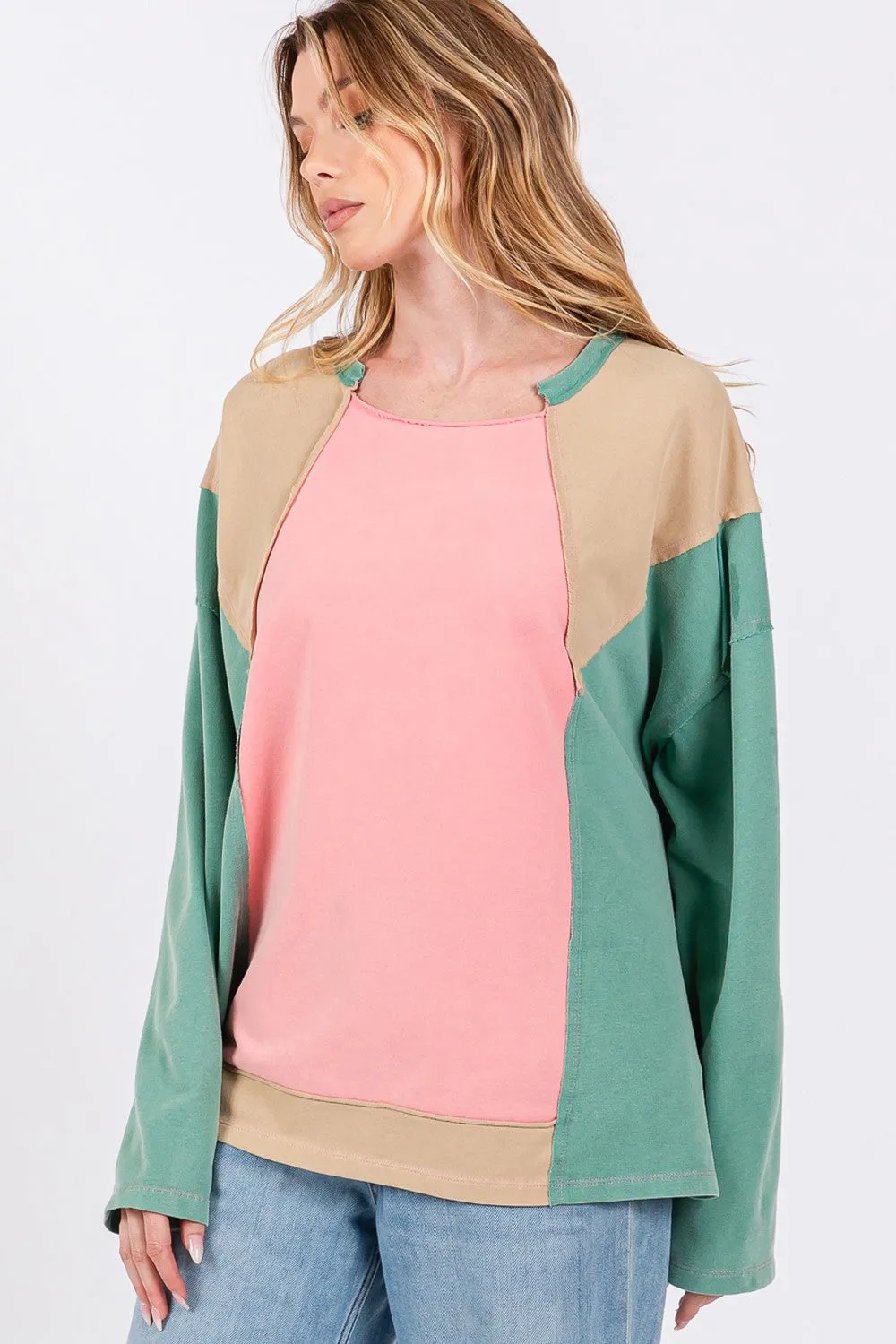 SAGE   FIG Mineral Wash Color Block Top