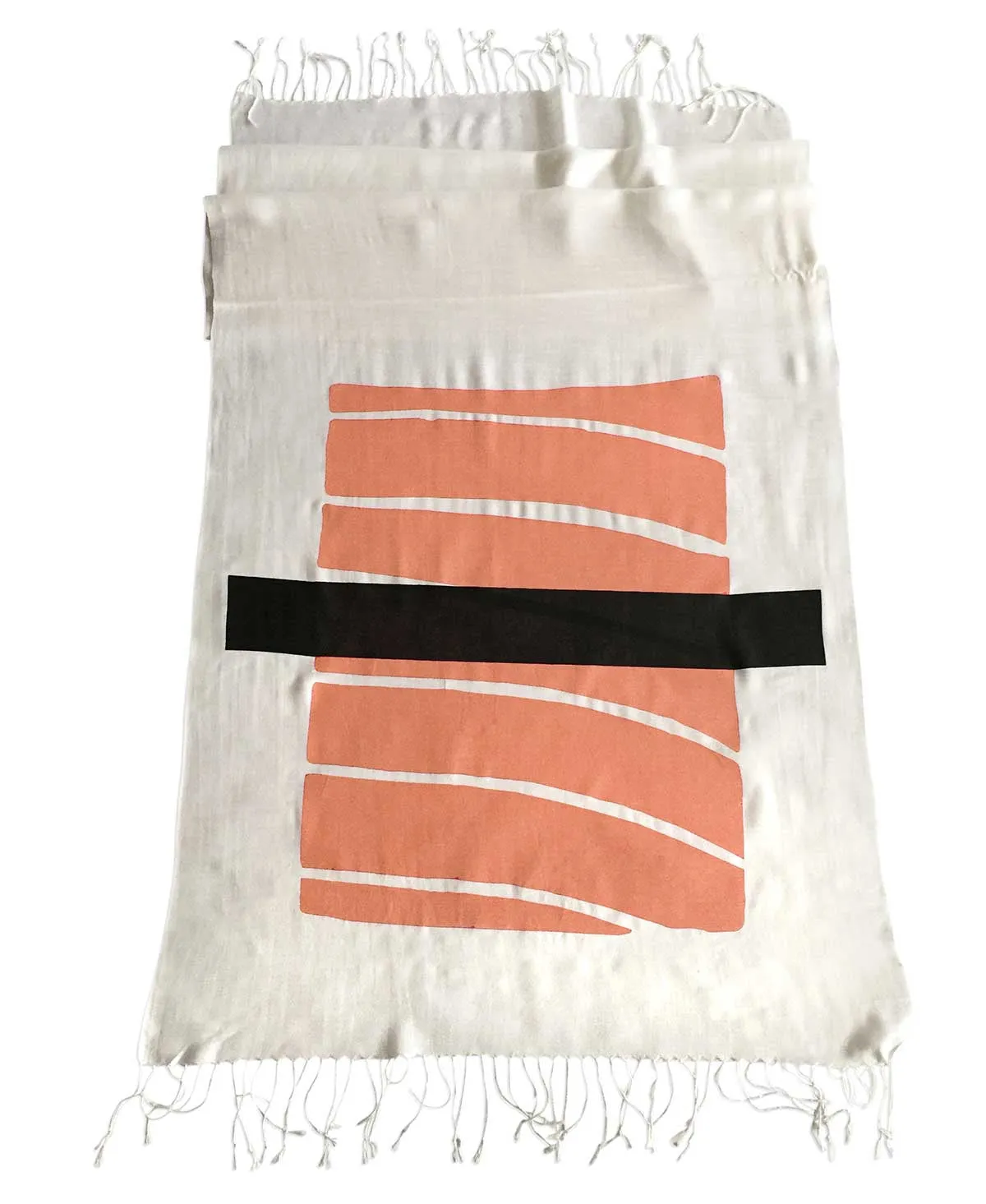 Salmon Sushi Scarf. Sake Nigiri Linen Weave Pashmina