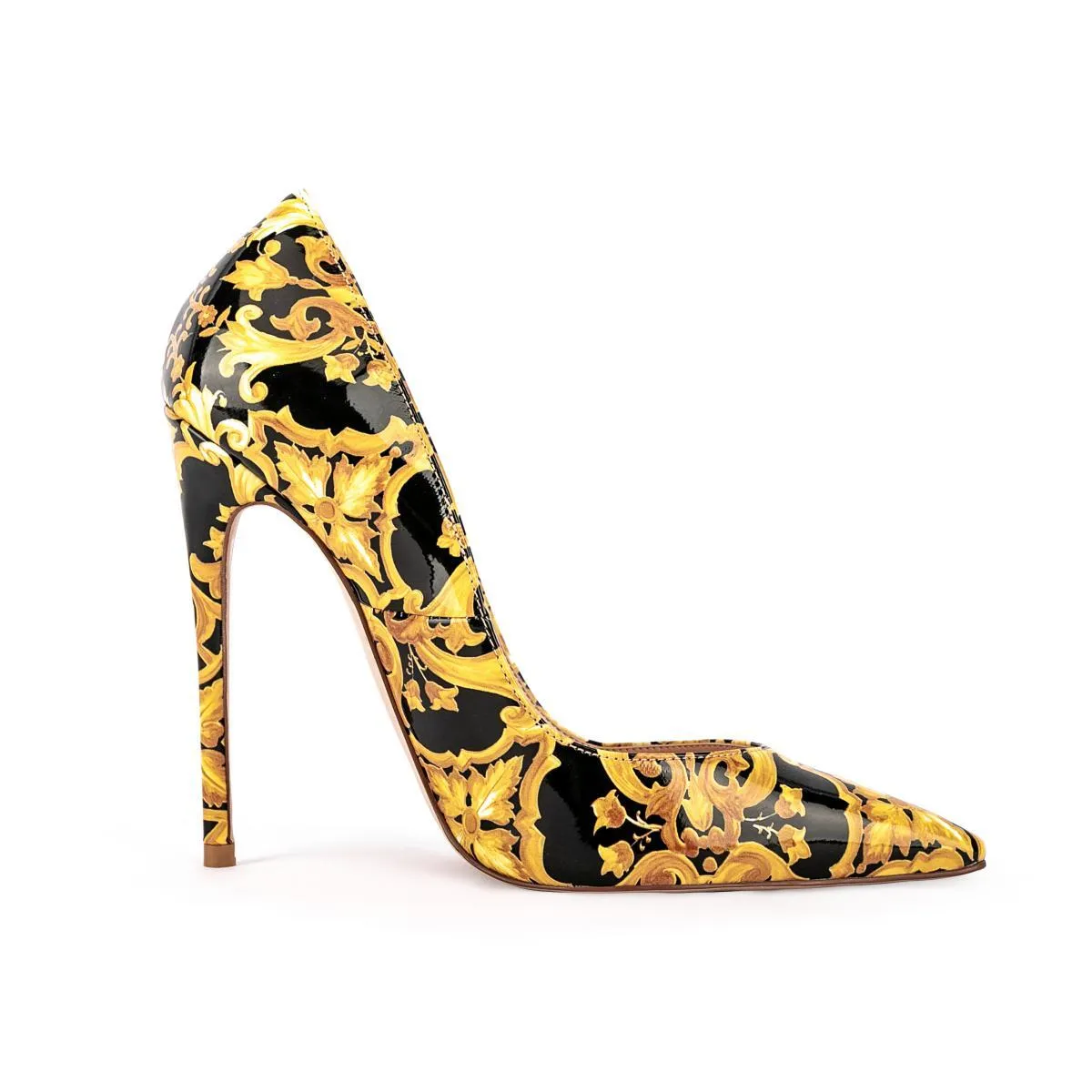 Sexy Black & Gold Italian Print Heels