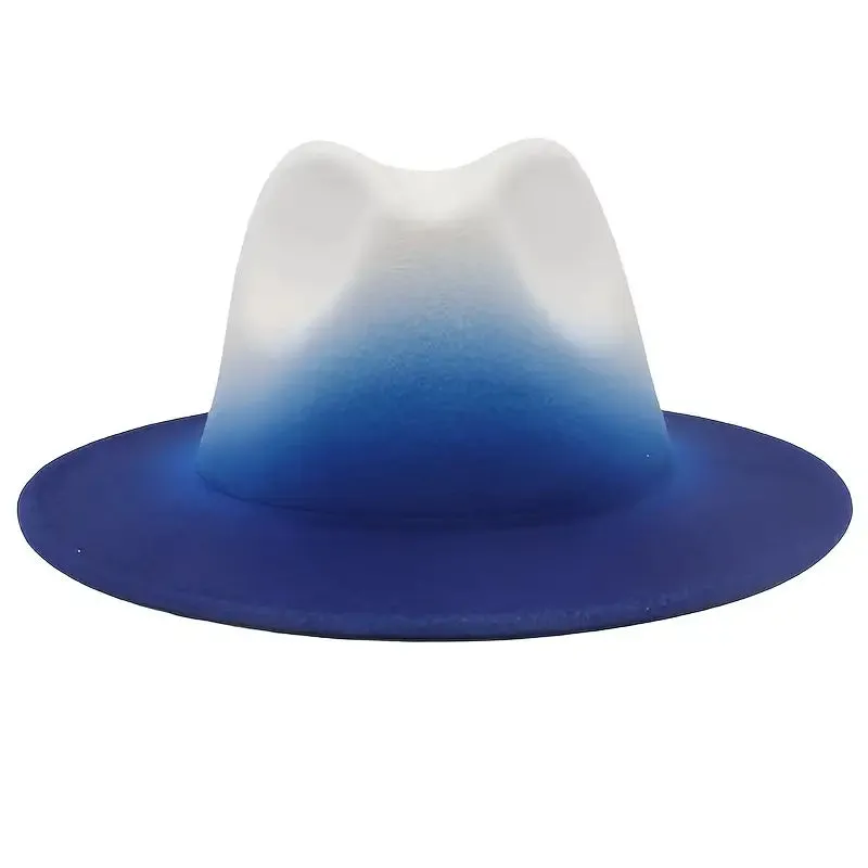 Sexy Cobalt Blue & White Ombre Fedora