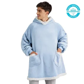 Sherpa Fleece Solid Short Wearable Blanket Hoodie