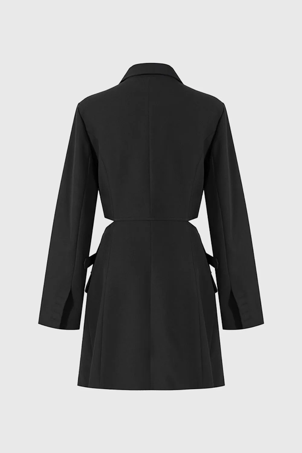 Short Blazer Dress with Belts - Black