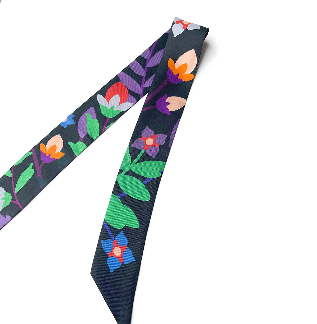 Silk Skinny Scarf Of Night Garden