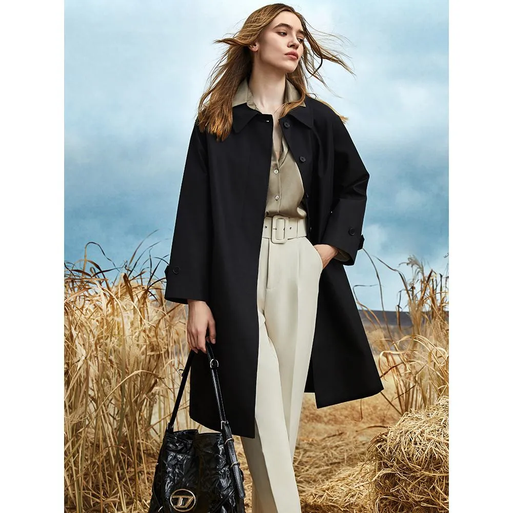 Single Breasted Calf-Length Trench Coat