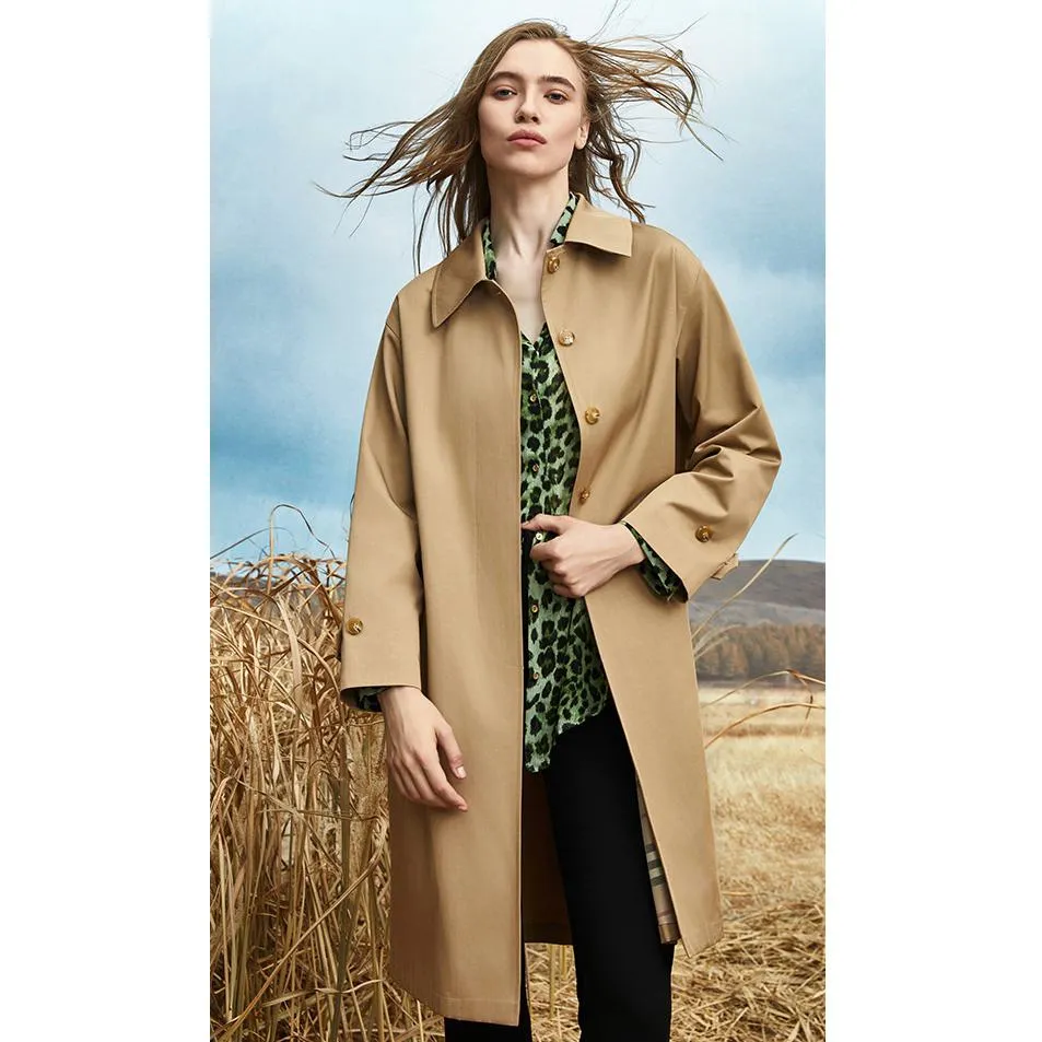 Single Breasted Calf-Length Trench Coat