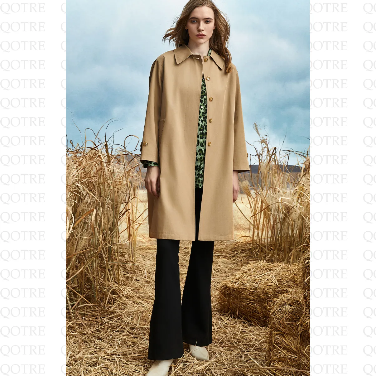 Single Breasted Calf-Length Trench Coat