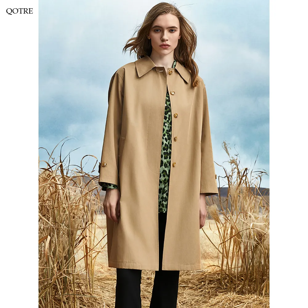 Single Breasted Calf-Length Trench Coat