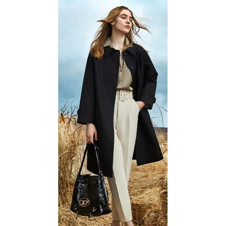 Single Breasted Calf-Length Trench Coat