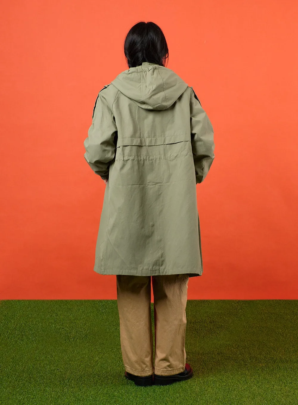 Solid Hooded Trench Coat OF405