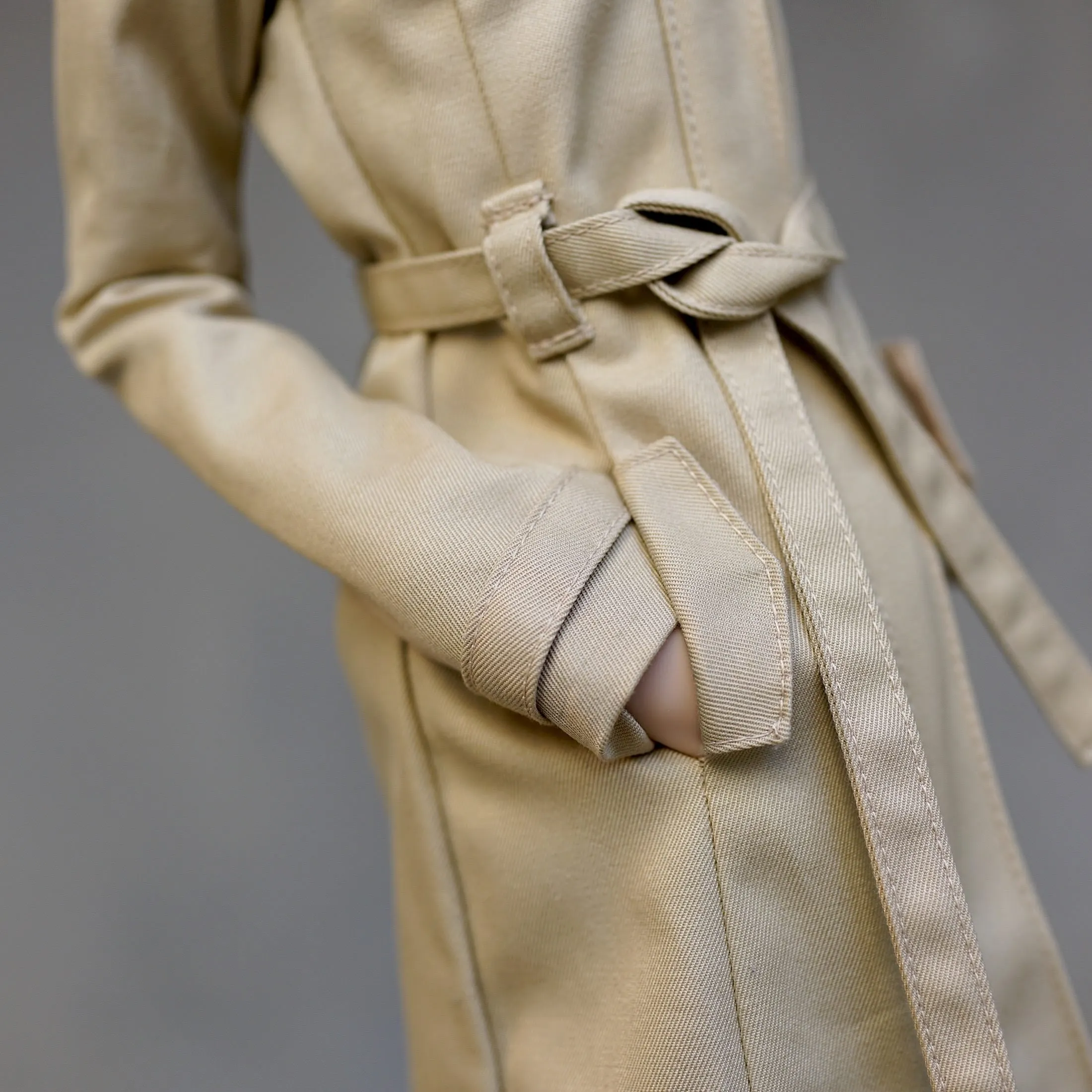 Stand Collar Trench Coat (Beige)