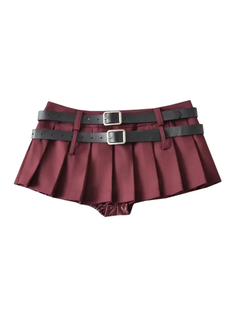 Summer Women JK Preppy Style Mini Pleated Skirt Shorts Design Y2k Culottes Gyaru Grunge Goth Harajuku Fashion Micro Skirt Belt