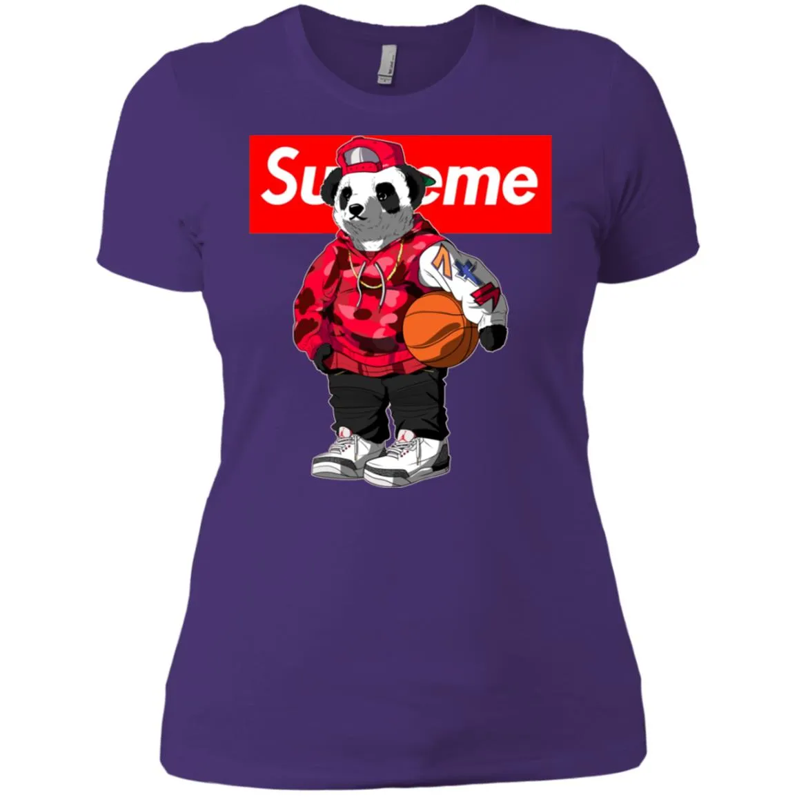 Supreme Bear Basketball T-shirt Women Cotton T-Shirt