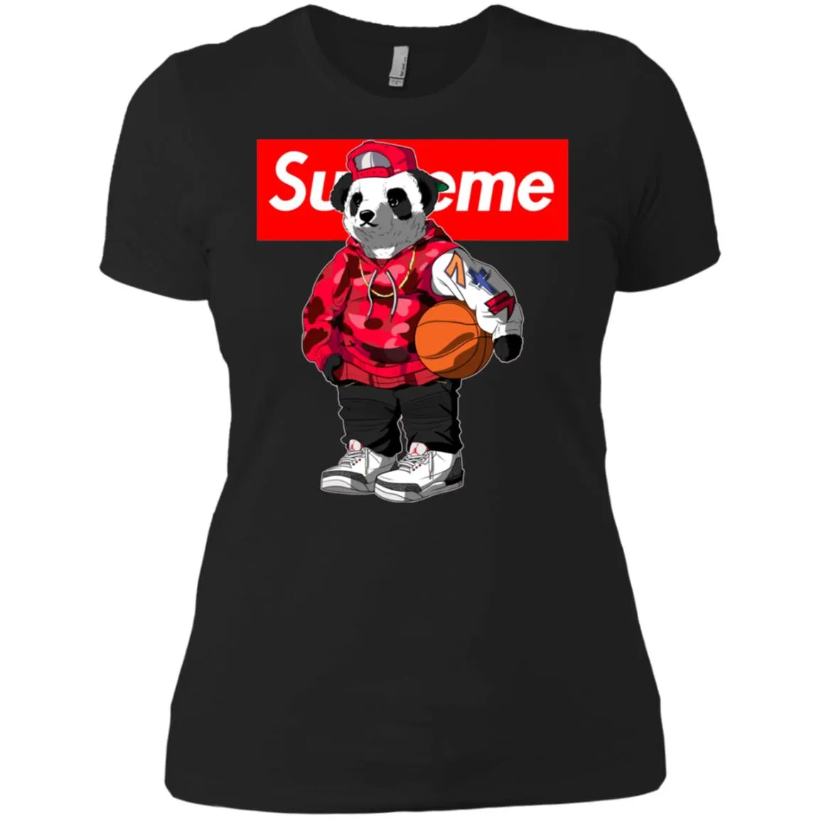 Supreme Bear Basketball T-shirt Women Cotton T-Shirt