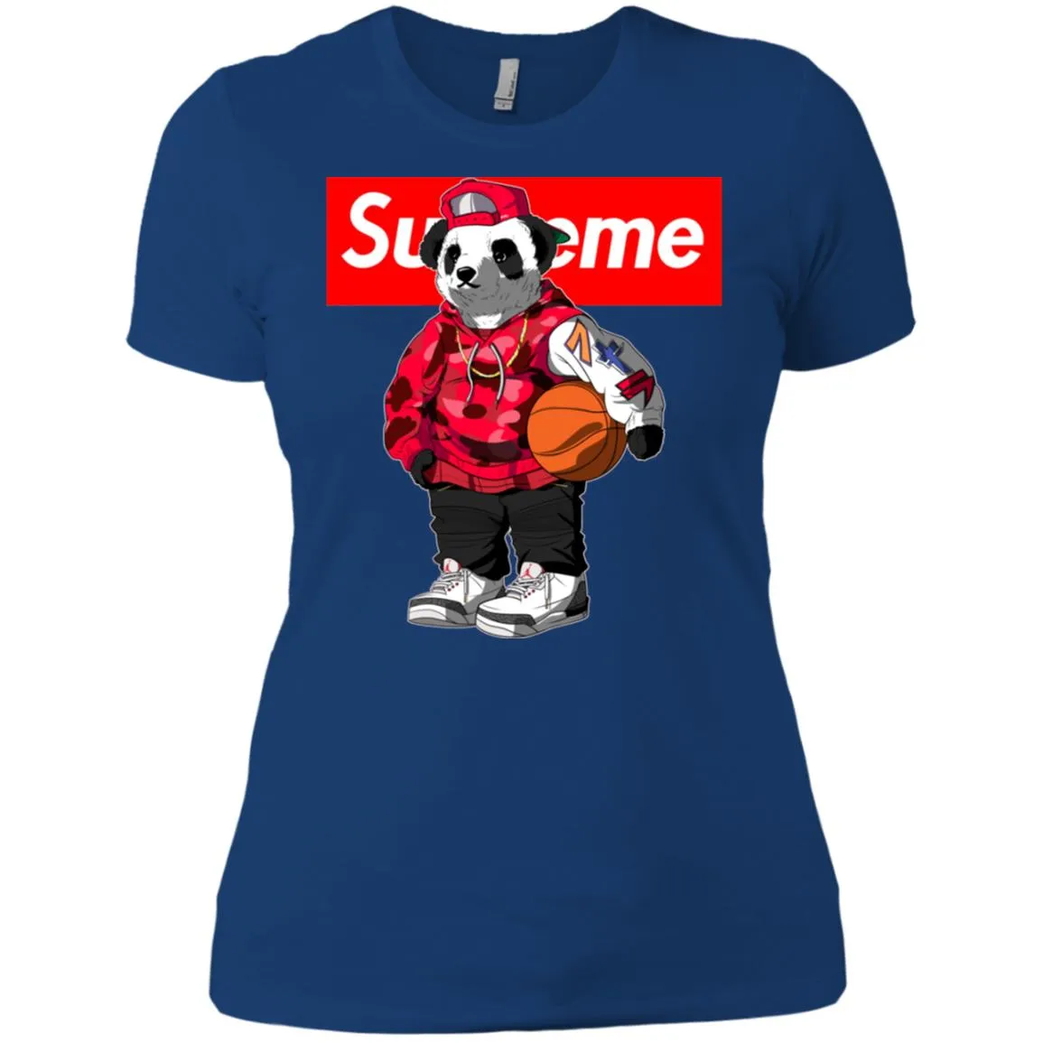 Supreme Bear Basketball T-shirt Women Cotton T-Shirt