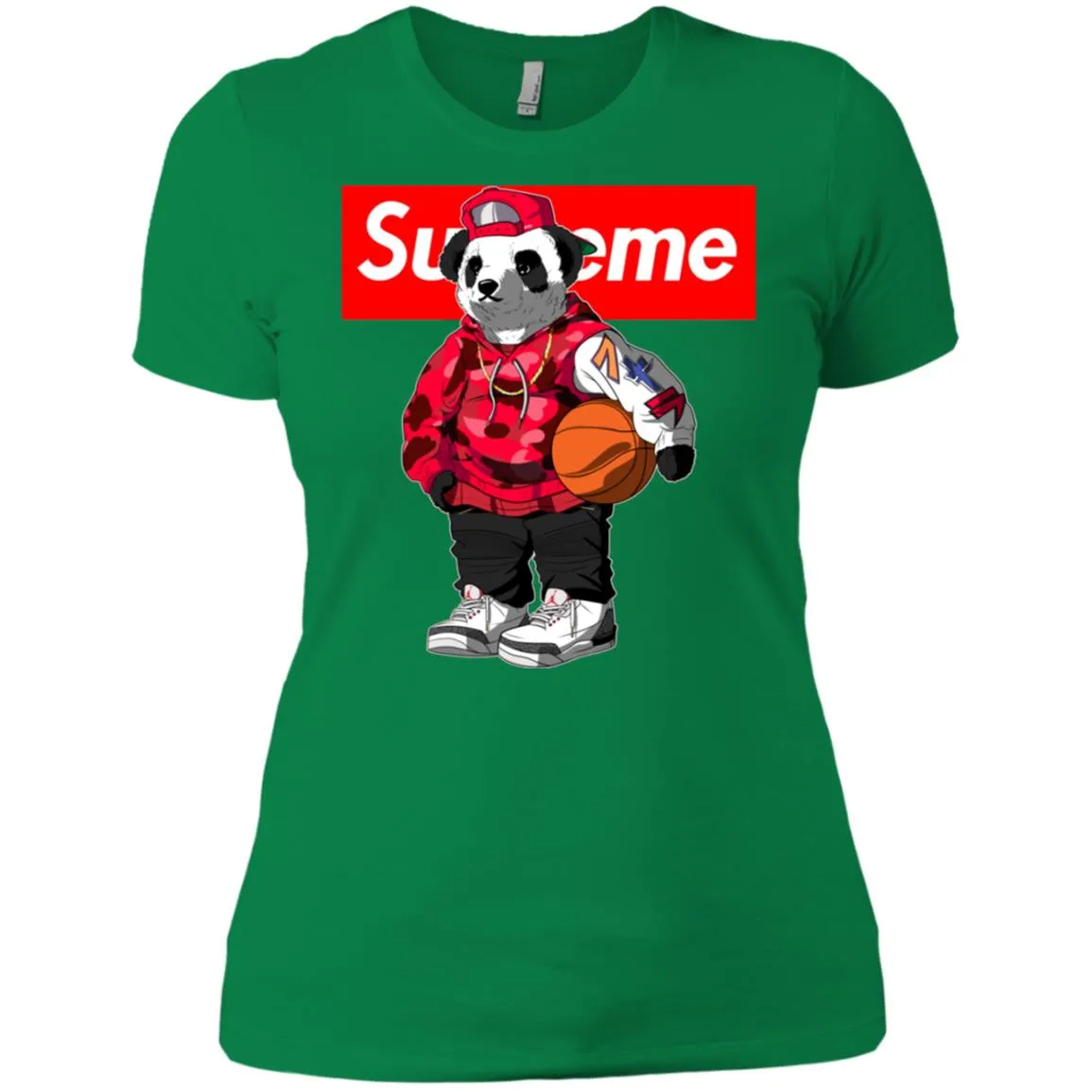 Supreme Bear Basketball T-shirt Women Cotton T-Shirt