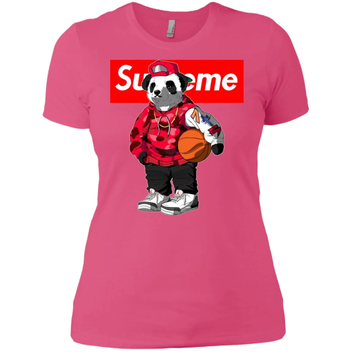 Supreme Bear Basketball T-shirt Women Cotton T-Shirt