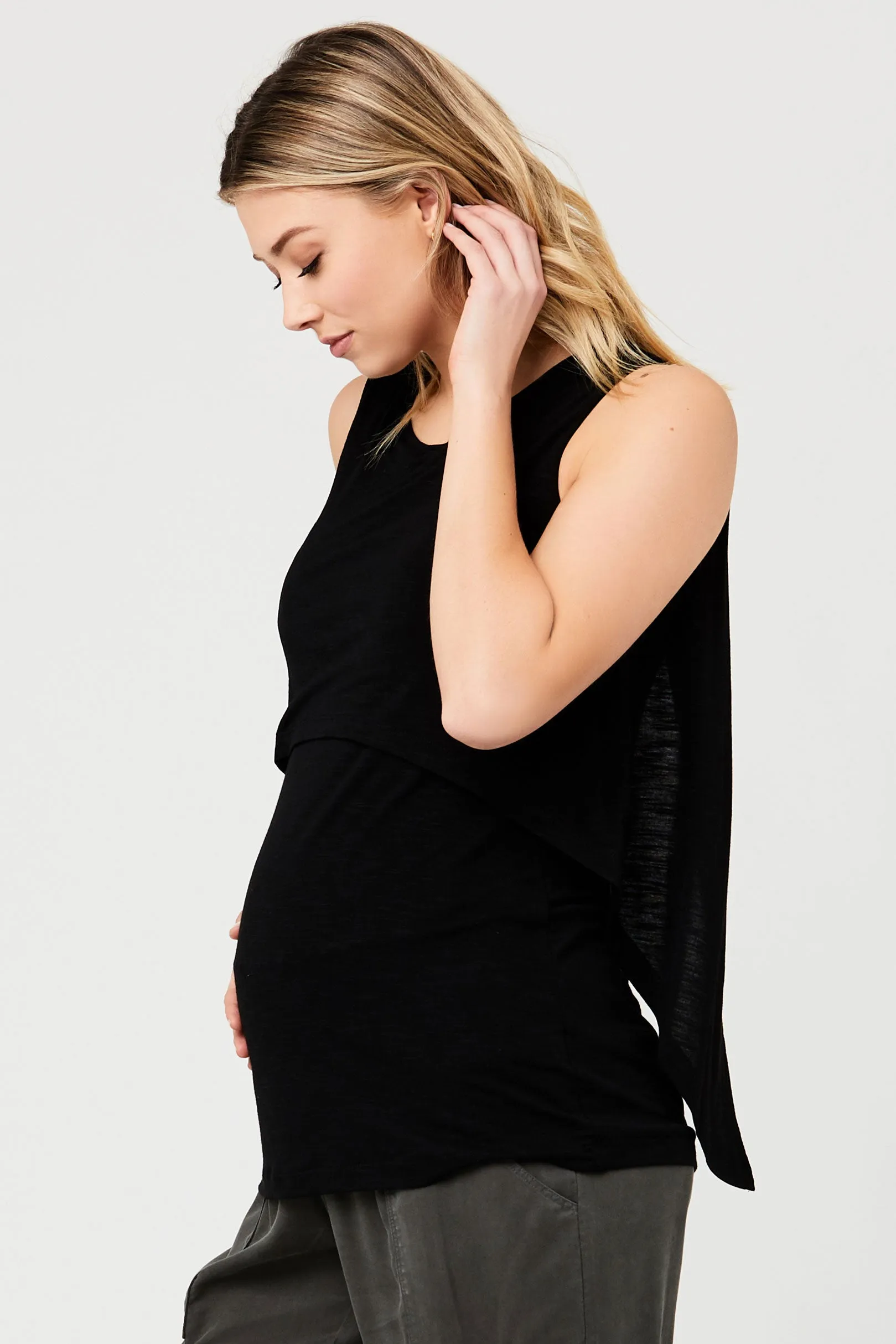 Swing Back Maternity Nursing Top Black