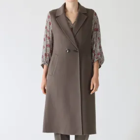 Taupe Doubleface Sleeveless Coat