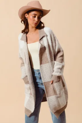 Taupe Soft Touch Checkered Cardigan