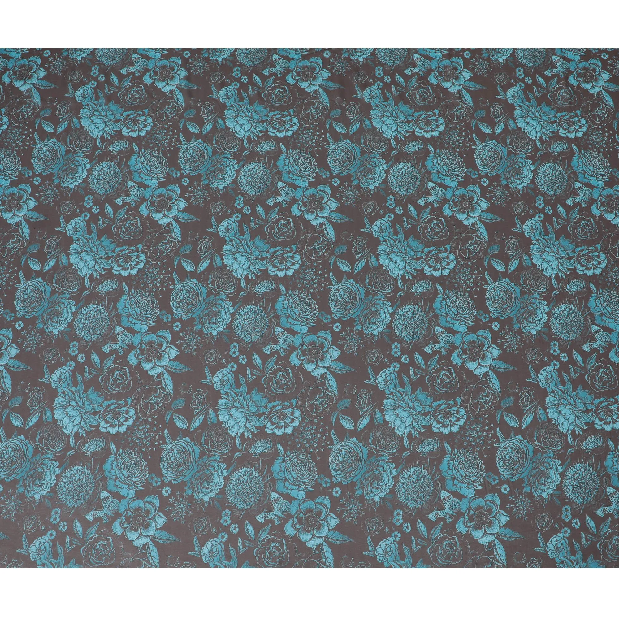 Teal Temptation Floral Synthetic Georgette Fabric - Exotic Blossom Print, 110cm - Shop Online-D17990