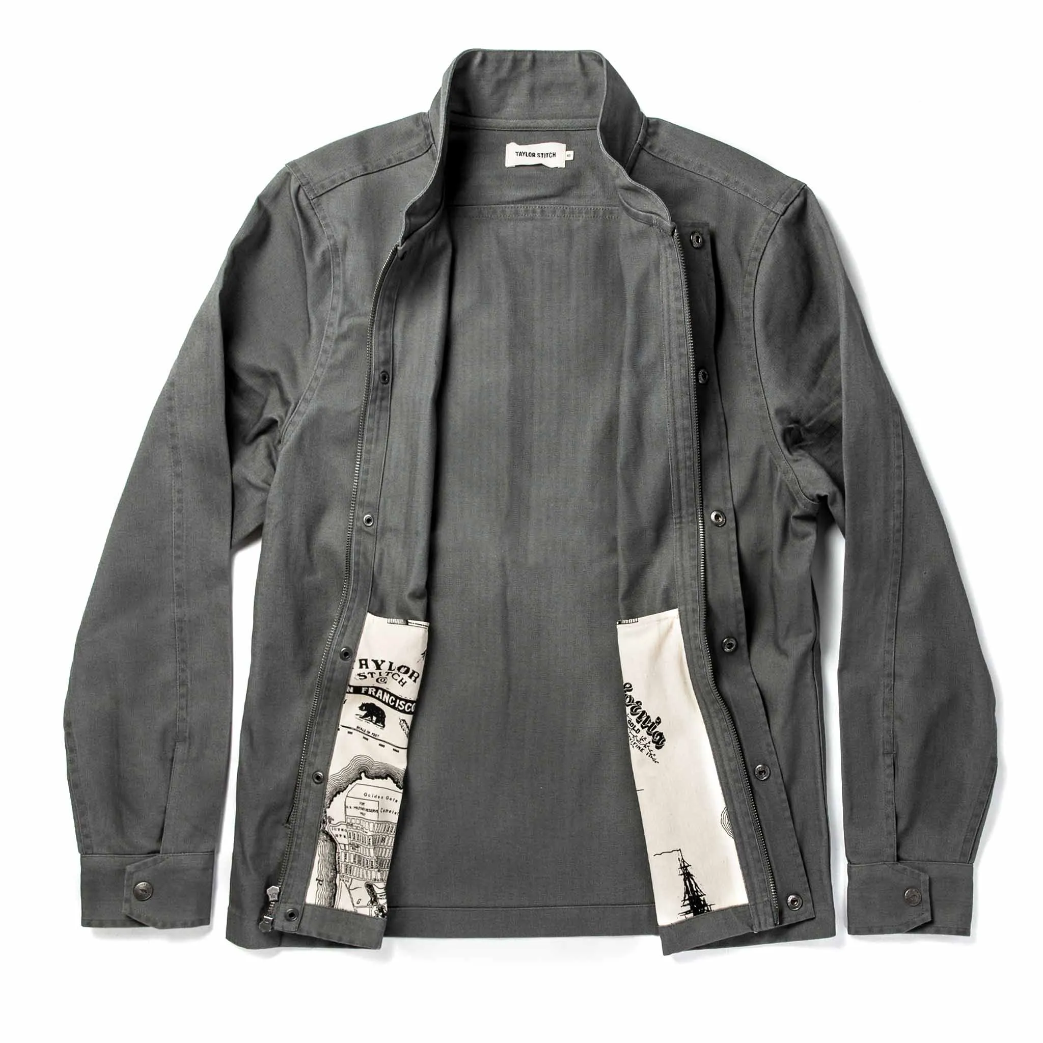 The Bomber Jacket in Washed Slate Herringbone