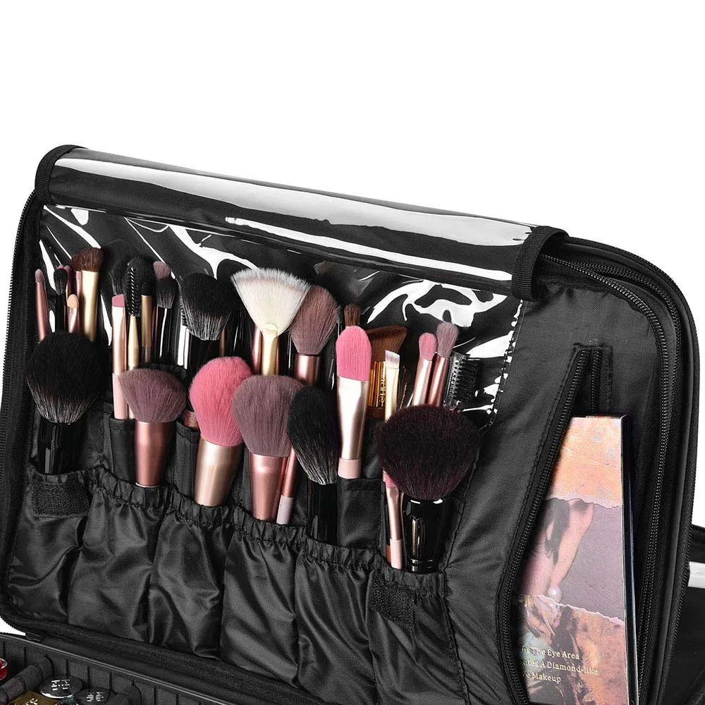 TheLAShop 17in. Black Quilted Makeup Train Case 1200D