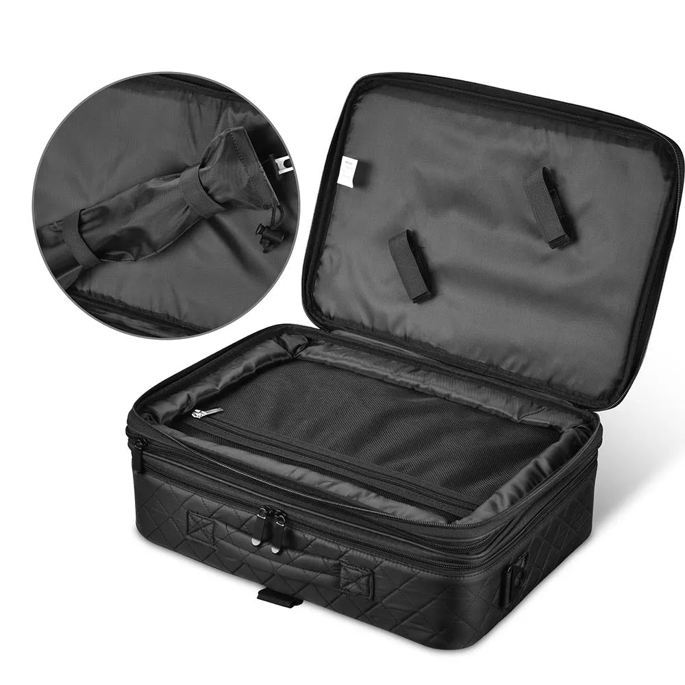 TheLAShop 17in. Black Quilted Makeup Train Case 1200D