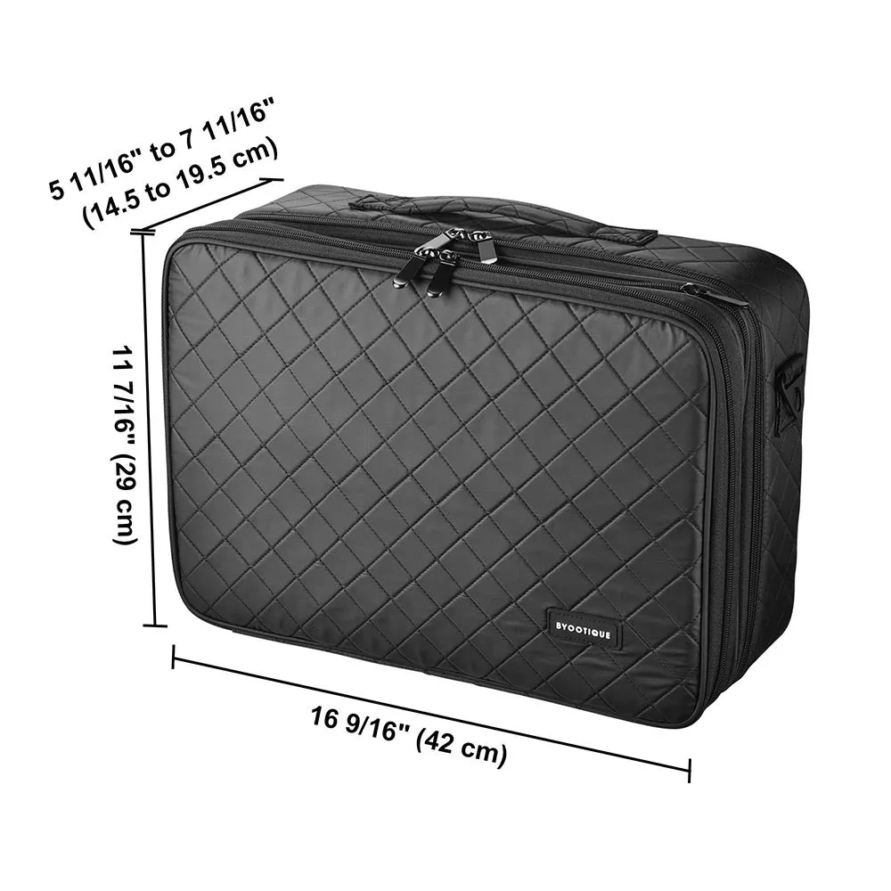 TheLAShop 17in. Black Quilted Makeup Train Case 1200D