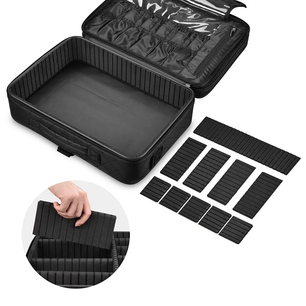 TheLAShop 17in. Black Quilted Makeup Train Case 1200D