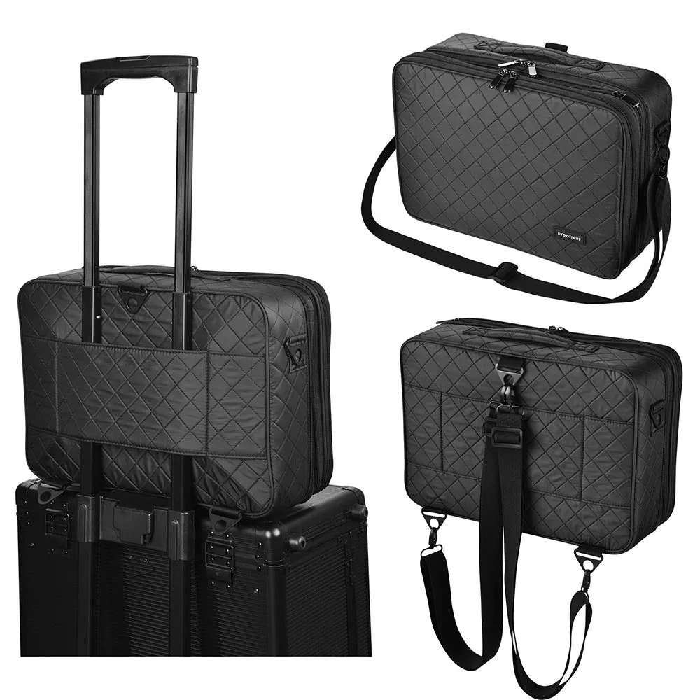 TheLAShop 17in. Black Quilted Makeup Train Case 1200D