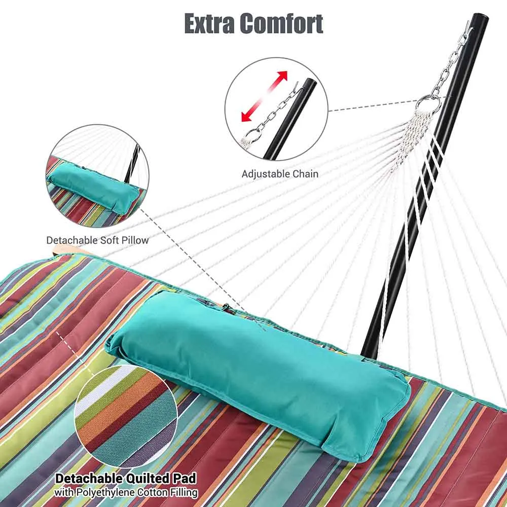 TheLAShop Heavy Duty Hammock with Stand, Net, Quilt & Pillow