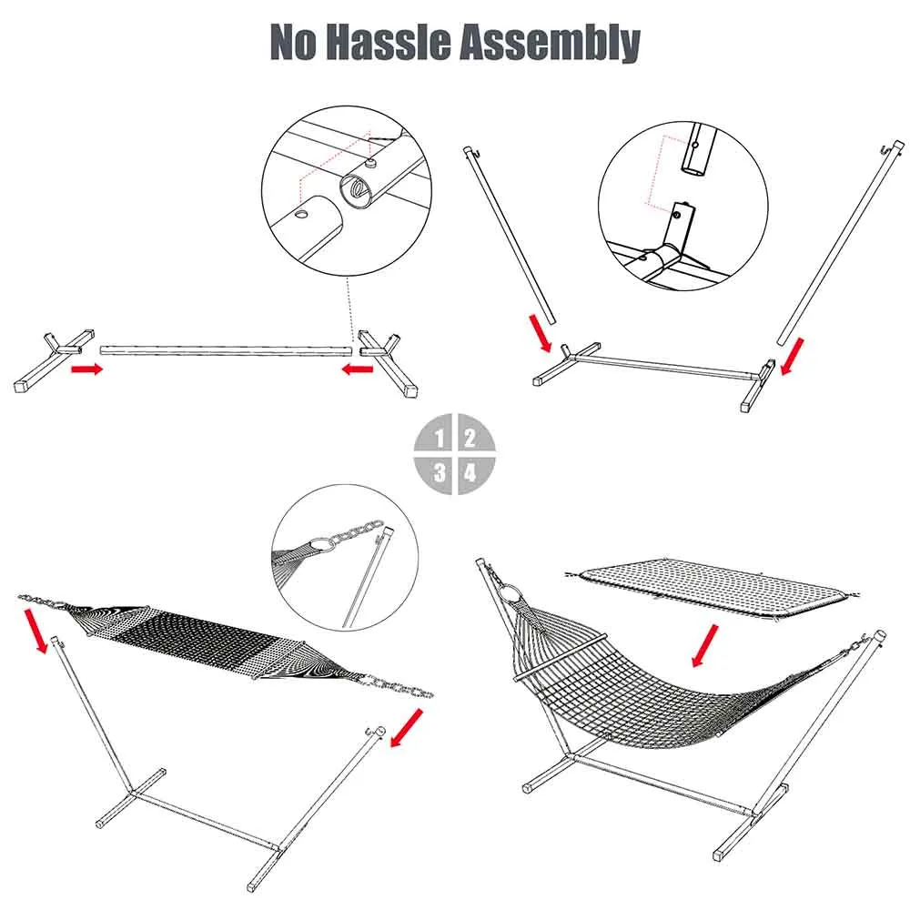 TheLAShop Heavy Duty Hammock with Stand, Net, Quilt & Pillow